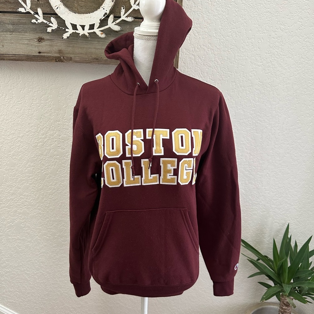 Champion Boston College embroidered logo‎ hooded sweatshirt maroon gold size XS